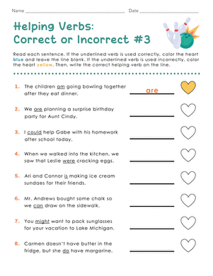 Helping Verbs: Correct or Incorrect #3