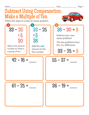 Subtract Using Compensation: Make a Multiple of Ten