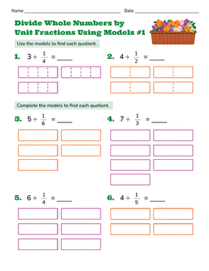 Divide Whole Numbers by Unit Fractions Using Models #1