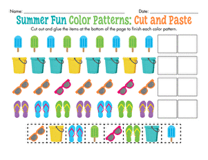Summer Fun Color Patterns: Cut and Paste