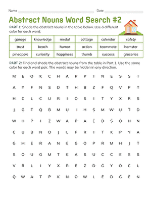 Abstract Nouns Word Search #2