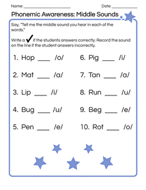 Phonemic Awareness: Middle Sounds