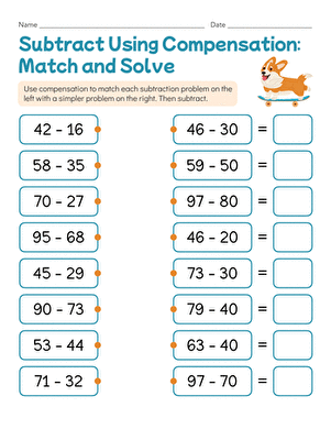 Subtract Using Compensation: Match and Solve