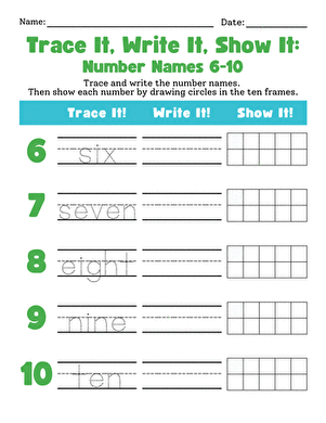 Trace It, Write It, Show It: Number Names 6–10