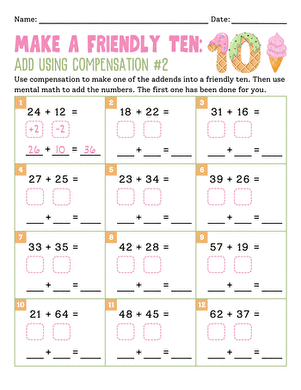 Make a Friendly Ten: Add Using Compensation #2