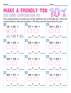 Make a Friendly Ten: Add Using Compensation #3