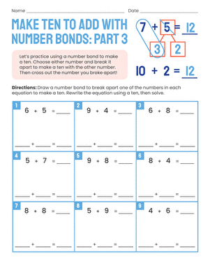Make Ten to Add With Number Bonds: Part 3