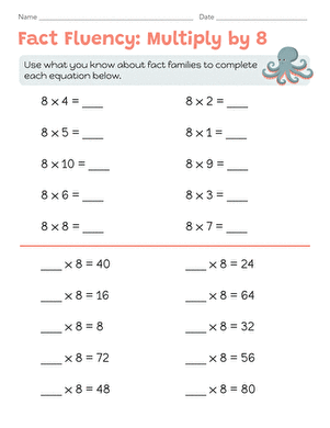 Fact Fluency: Multiply by 8