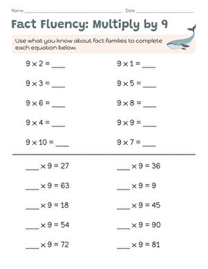Fact Fluency: Multiply by 9