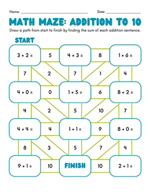 Math Maze: Addition to 10