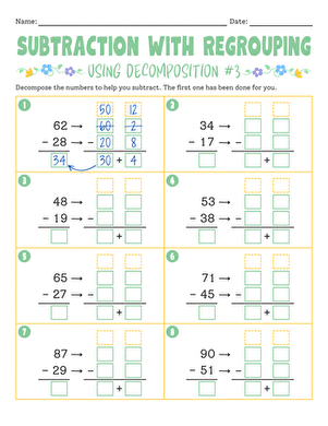 Subtraction With Regrouping Using Decomposition #3
