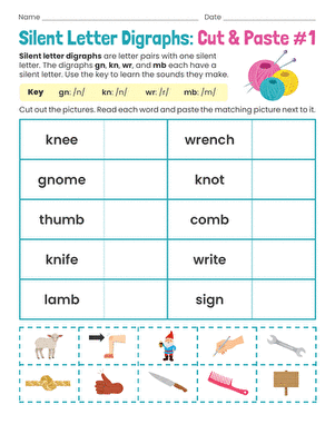 Silent Letter Digraphs: Cut & Paste #1