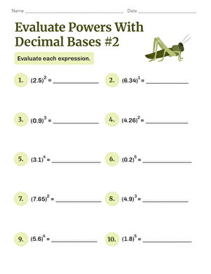 Evaluate Powers With Decimal Bases #2
