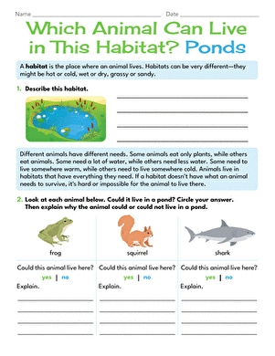 Which Animal Can Live in This Habitat? Ponds