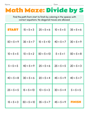 Math Maze: Divide by 5