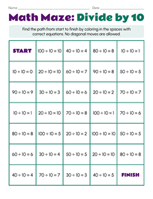 Math Maze: Divide by 10