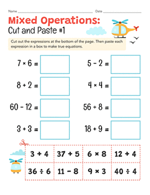 Mixed Operations: Cut and Paste #1