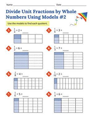 Divide Unit Fractions by Whole Numbers Using Models #2
