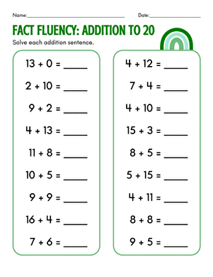 Fact Fluency: Addition to 20