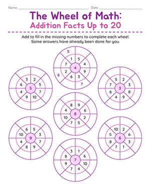 The Wheel of Math: Addition to 20