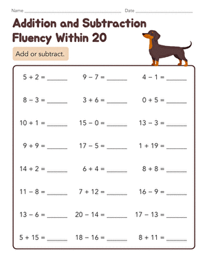 Addition and Subtraction Fluency Within 20