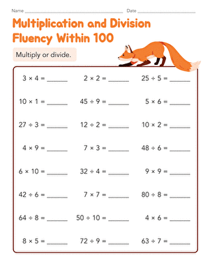 Multiplication and Division Fluency Within 100