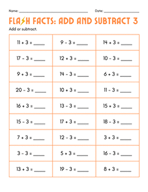 Flash Facts: Add and Subtract 3