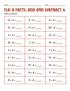 Flash Facts: Add and Subtract 6