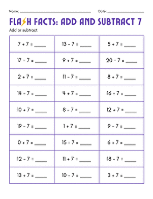 Flash Facts: Add and Subtract 7