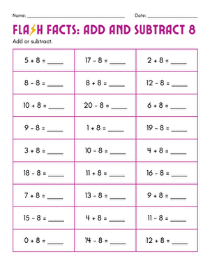 Flash Facts: Add and Subtract 8
