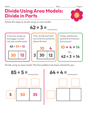 Divide Using Area Models: Divide in Parts