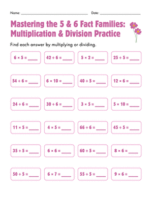Mastering the 5 & 6 Fact Families: Multiplication & Division Practice
