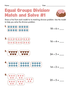 Equal Groups Division: Match and Solve #1