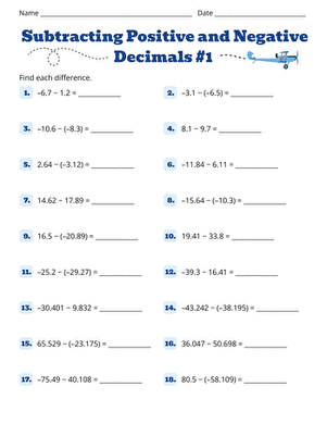 Subtracting Positive and Negative Decimals #1