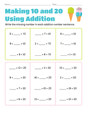 Making 10 and 20 Using Addition