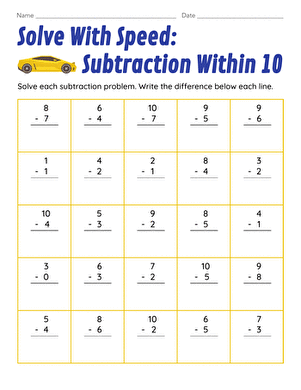 Solve With Speed: Subtraction Within 10