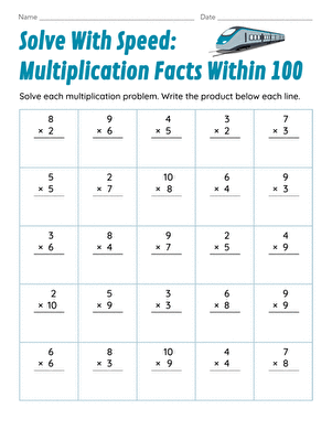 Solve With Speed: Multiplication Facts Within 100