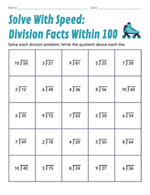 Solve With Speed: Division Facts Within 100