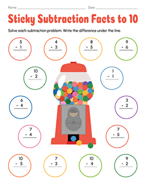 Sticky Subtraction Facts to 10