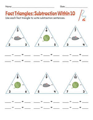 Fact Triangles: Subtraction Within 10