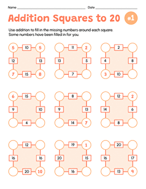 Addition Squares to 20 #1
