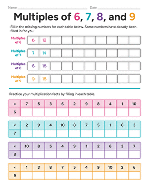 Multiples of 6, 7, 8, and 9