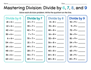 Mastering Division: Divide by 6, 7, 8, and 9