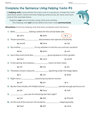 Complete the Sentence Using Helping Verbs #3