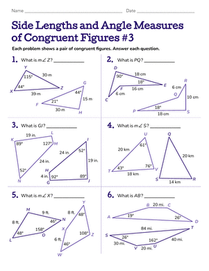 Side Lengths and Angle Measures of Congruent Figures #3