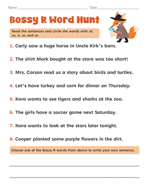 Bossy R Word Hunt