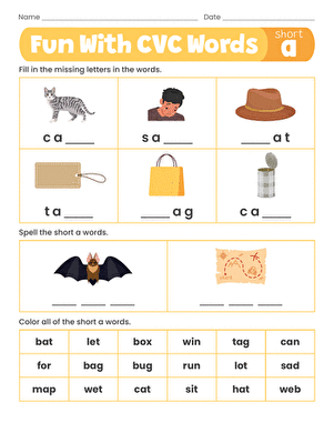 Fun With Short A CVC Words
