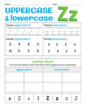 Uppercase and Lowercase Letters: Zz
