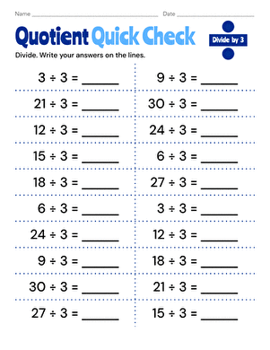 Quotient Quick Check: Divide by 3