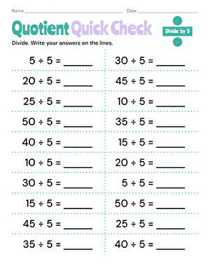 Quotient Quick Check: Divide by 5